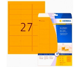 Neoon-oranžid kleebisetiketid Herma - 63.5x29.6mm, 20 lehte
